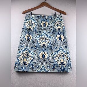 Talbots Signature Blue Tile A-Line Skirt Size 6